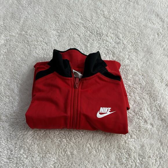 Nike Other - Nike Full Zip Red Black Large Logo Track Jacket Youth Sz L Sports Casual Wear